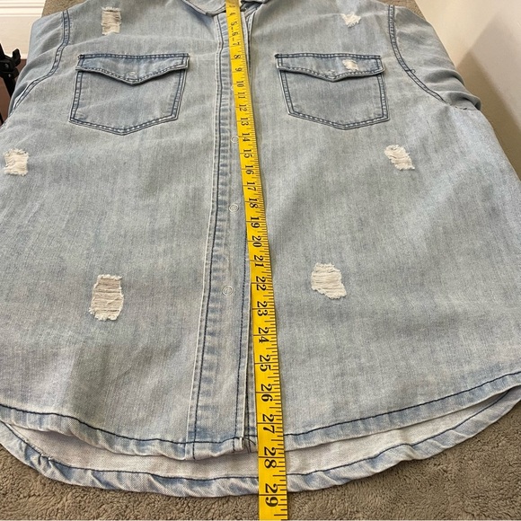 Jaded Gypsy Women’s S/M Embroidered Oversized Denim Shacket Floral Colorful Boho - Picture 11 of 11